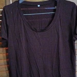 Brown short sleeve top- Made with elastic, very stretchable; scoop neck